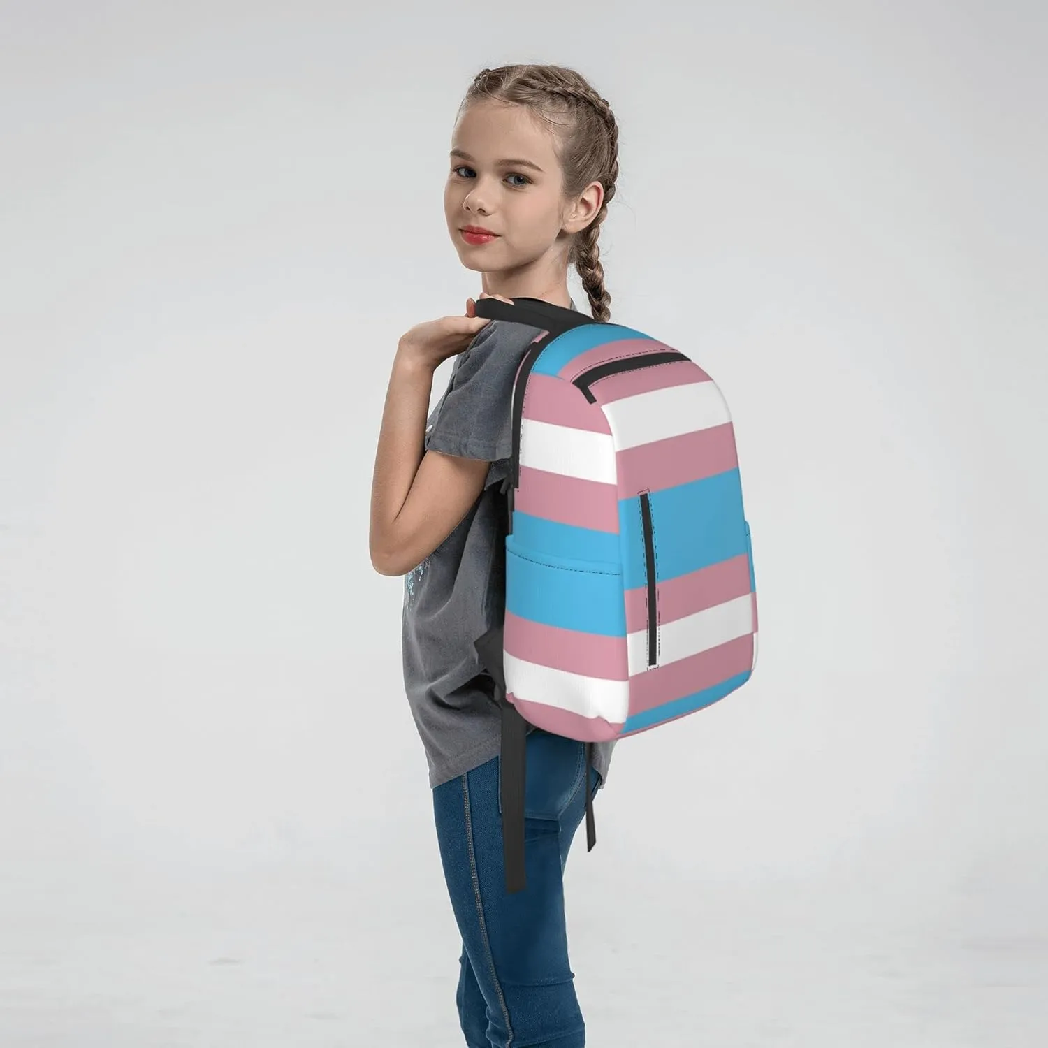 SWEET TANG Transgender Pride Flag Backpack with Adjustable Padded Straps Backpacks for Running, Travel, Hiking, Camping