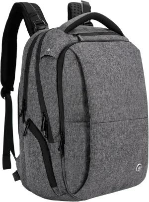 Swissdigital Design Fit 17.3 Inch Laptop Backpack, Large Bussines Travel Backpack for Men & Women With USB Charging Port, College Computer Bag with Vibrating Massager for School, Grey | Zion