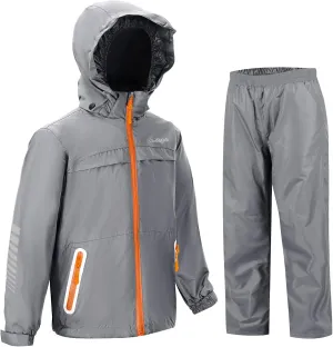 SWISSWELL Kids Rain Gear Boys Girls Youth Waterproof Rain Suit Breathable Reflective Raincoat and Pants