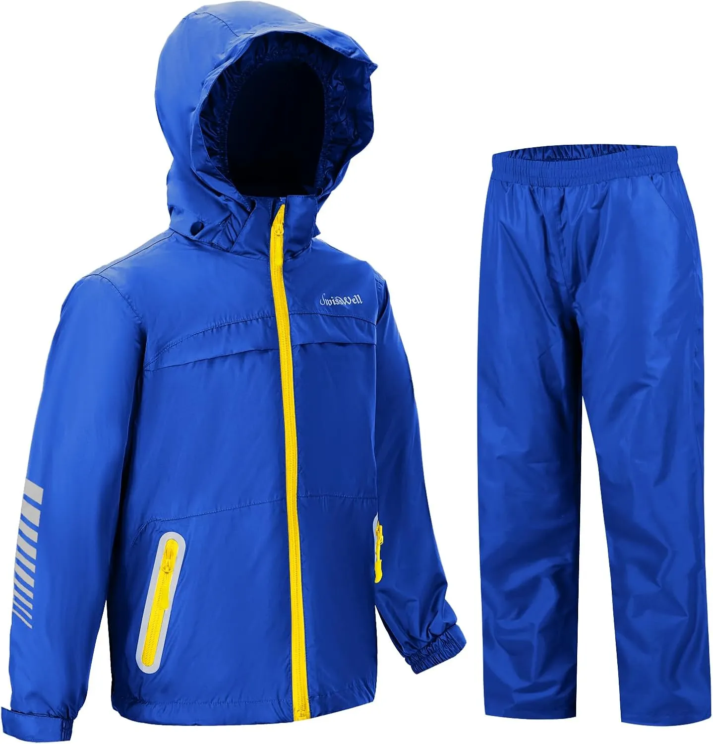 SWISSWELL Kids Rain Gear Boys Girls Youth Waterproof Rain Suit Breathable Reflective Raincoat and Pants