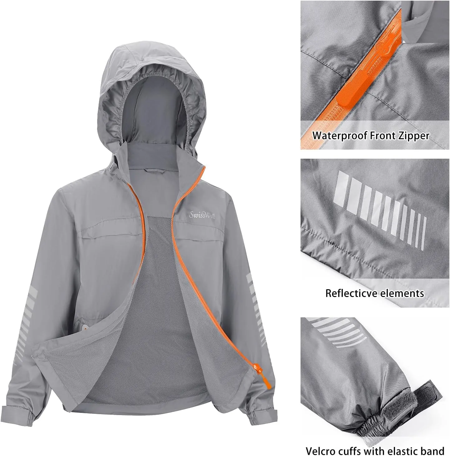 SWISSWELL Kids Rain Gear Boys Girls Youth Waterproof Rain Suit Breathable Reflective Raincoat and Pants