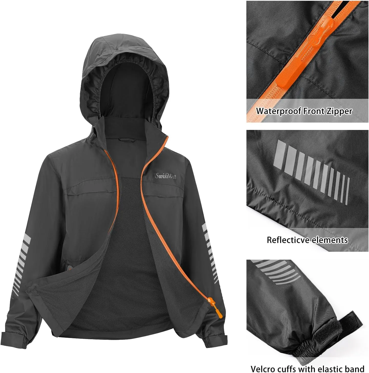 SWISSWELL Kids Rain Gear Boys Girls Youth Waterproof Rain Suit Breathable Reflective Raincoat and Pants