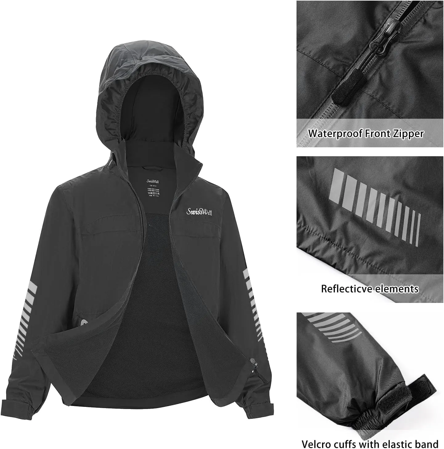 SWISSWELL Kids Rain Gear Boys Girls Youth Waterproof Rain Suit Breathable Reflective Raincoat and Pants