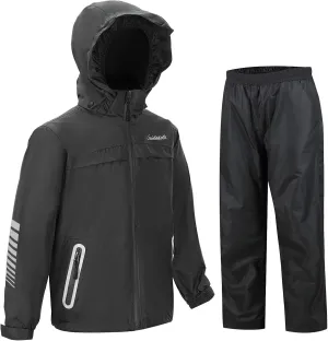 SWISSWELL Kids Rain Gear Boys Girls Youth Waterproof Rain Suit Breathable Reflective Raincoat and Pants