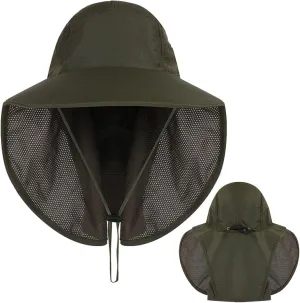 syeigh Sun Hat Summer Sun Hat for Women Men Breathale Mesh Bucket Hat with Neck Flap Outdoor Long Wide Brim Hiking Fishing