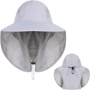 syeigh Sun Hat Summer Sun Hat for Women Men Breathale Mesh Bucket Hat with Neck Flap Outdoor Long Wide Brim Hiking Fishing