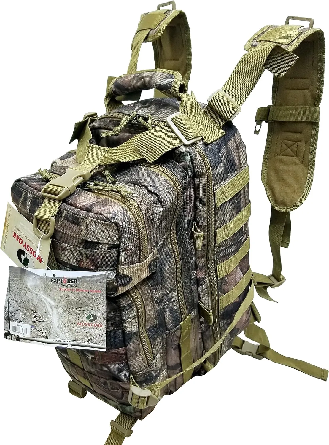 Tactical Assault Pack - Combat Rucksack - 17" Military MOLLE Backpack 27L (Mossy Oak)