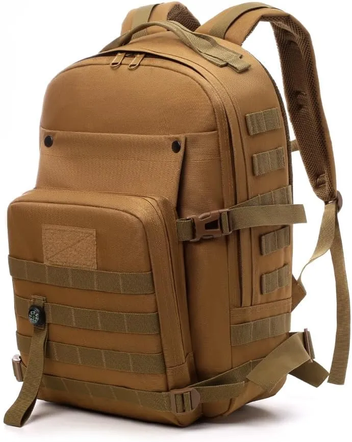 Tactical Backpack Military Molle Hiking 20-35L Tactical outdoor camouflage bag mountaineering wilderness camping dark brown