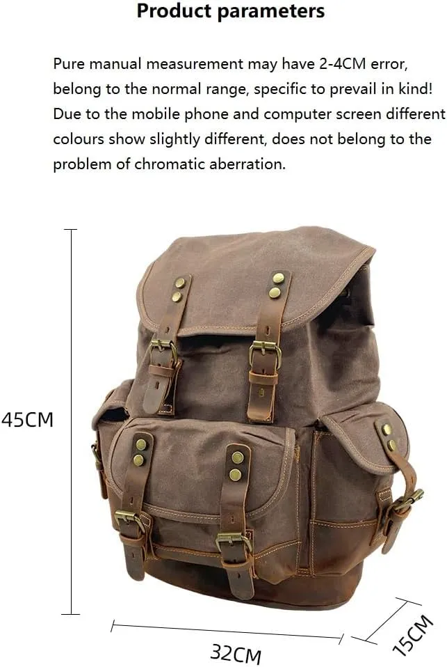 Tactical Backpack Military Molle Hiking 20-35L Waterproof oil wax canvas bag travel in brown colour