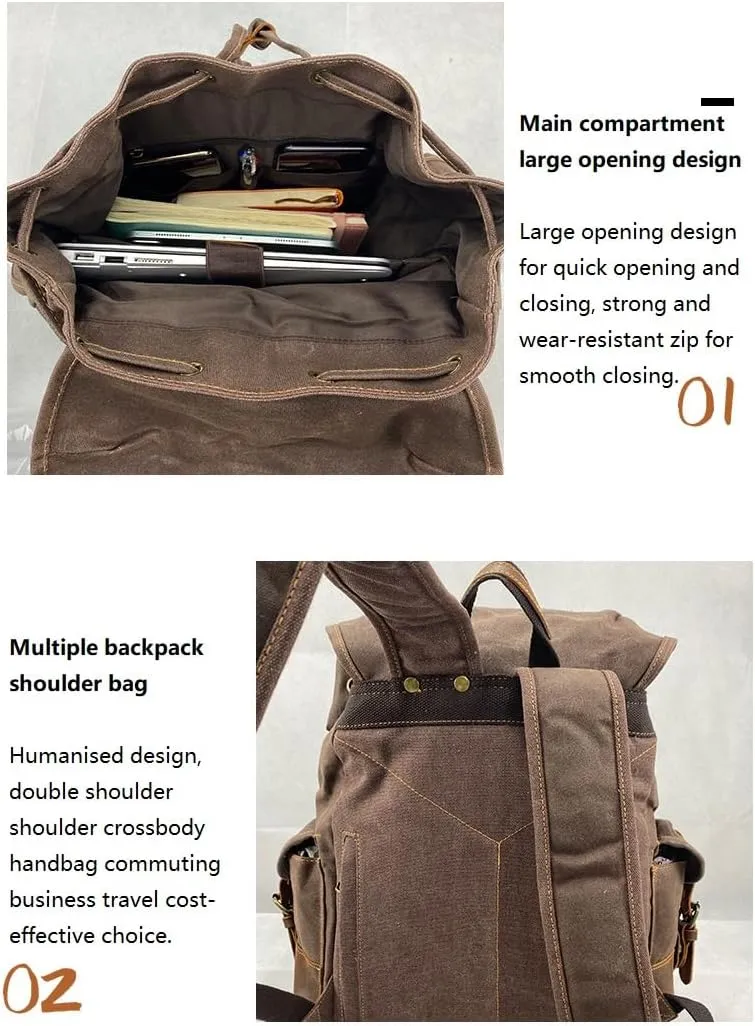Tactical Backpack Military Molle Hiking 20-35L Waterproof oil wax canvas bag travel in brown colour