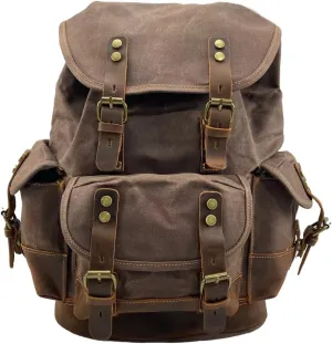 Tactical Backpack Military Molle Hiking 20-35L Waterproof oil wax canvas bag travel in brown colour
