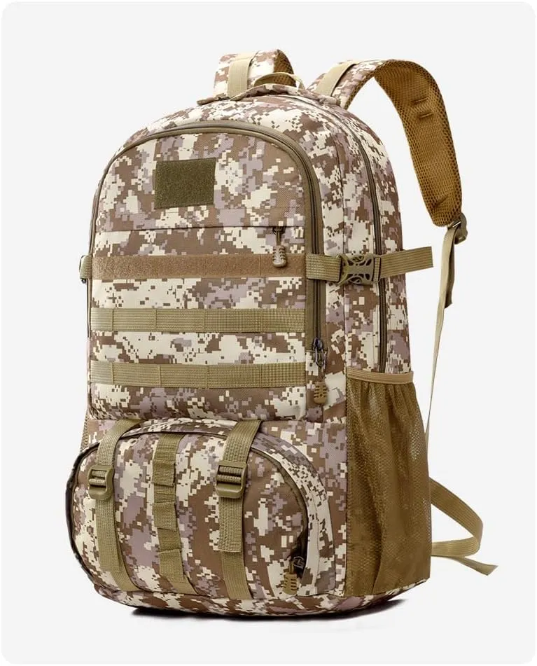 Tactical Backpack Military Molle Hiking 36-55L Tactical Camouflage Outdoor Sports Camouflage Bag Hiking Black