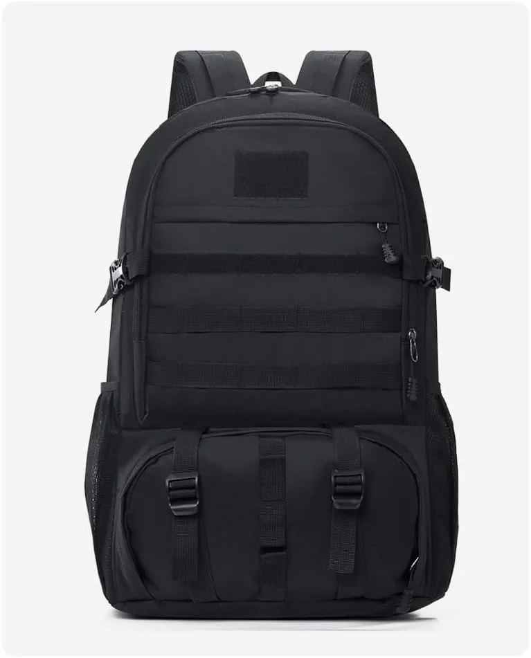 Tactical Backpack Military Molle Hiking 36-55L Tactical Camouflage Outdoor Sports Camouflage Bag Hiking Black