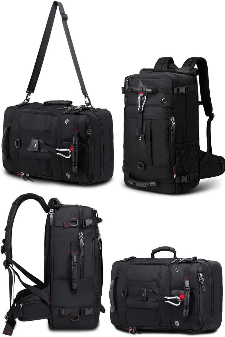 Tactical Backpack Military Molle Hiking 36-55L travel casual sporty outdoor duffel bag black (40L) rain cover