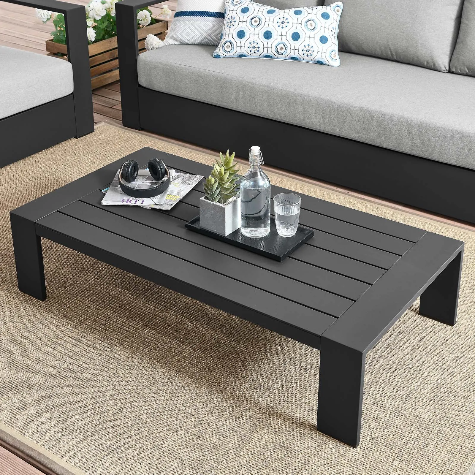 Tahoe Outdoor Patio Powder-Coated Aluminum Coffee Table By Modway