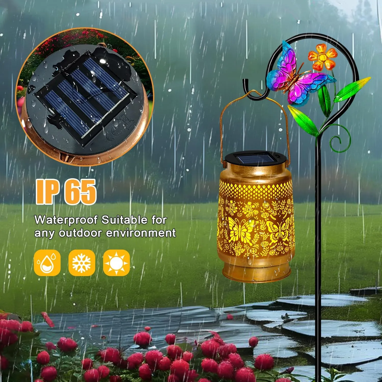 TEDOF Butterfly Solar Lanterns Outdoor Waterproof,Hanging Solar Lights with Sheep Hook for Yard Patio Pathway Lawn Front Porch,Mother’s Day Gifts for Women Mon Grandma