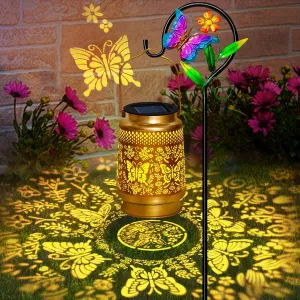 TEDOF Butterfly Solar Lanterns Outdoor Waterproof,Hanging Solar Lights with Sheep Hook for Yard Patio Pathway Lawn Front Porch,Mother’s Day Gifts for Women Mon Grandma