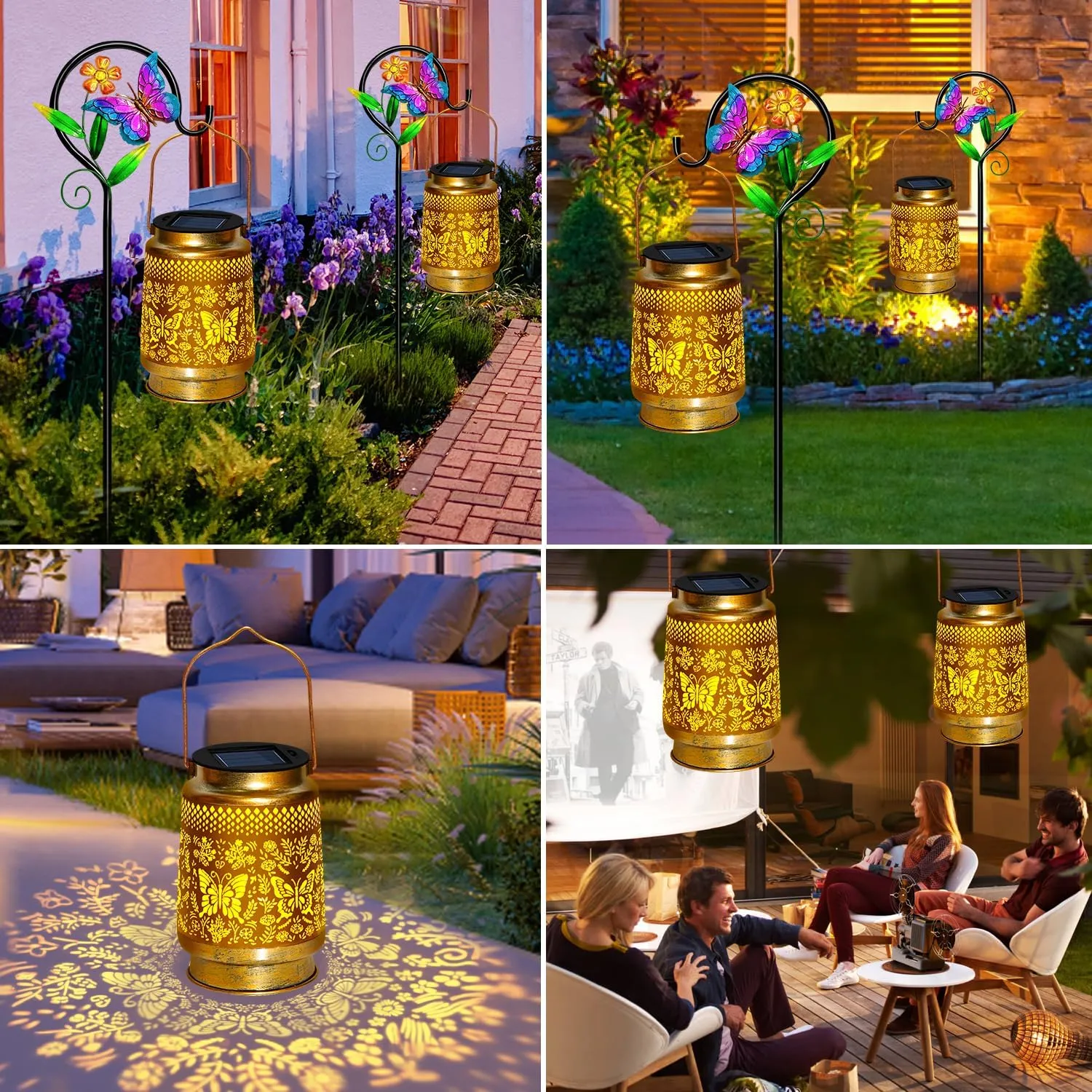 TEDOF Butterfly Solar Lanterns Outdoor Waterproof,Hanging Solar Lights with Sheep Hook for Yard Patio Pathway Lawn Front Porch,Mother’s Day Gifts for Women Mon Grandma