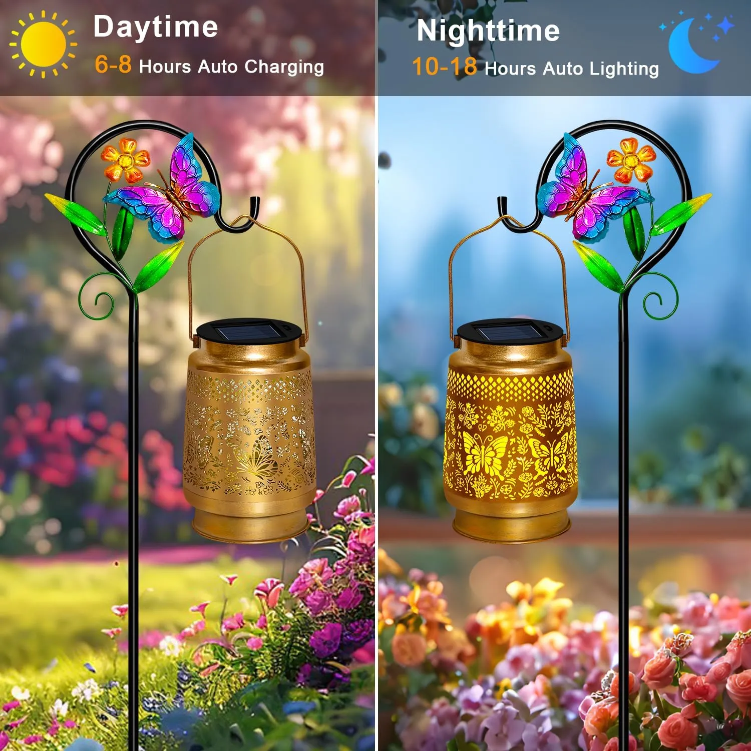 TEDOF Butterfly Solar Lanterns Outdoor Waterproof,Hanging Solar Lights with Sheep Hook for Yard Patio Pathway Lawn Front Porch,Mother’s Day Gifts for Women Mon Grandma