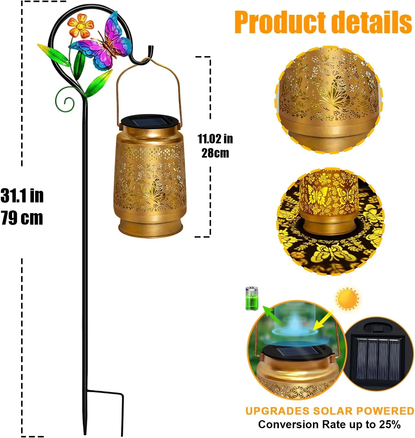 TEDOF Butterfly Solar Lanterns Outdoor Waterproof,Hanging Solar Lights with Sheep Hook for Yard Patio Pathway Lawn Front Porch,Mother’s Day Gifts for Women Mon Grandma