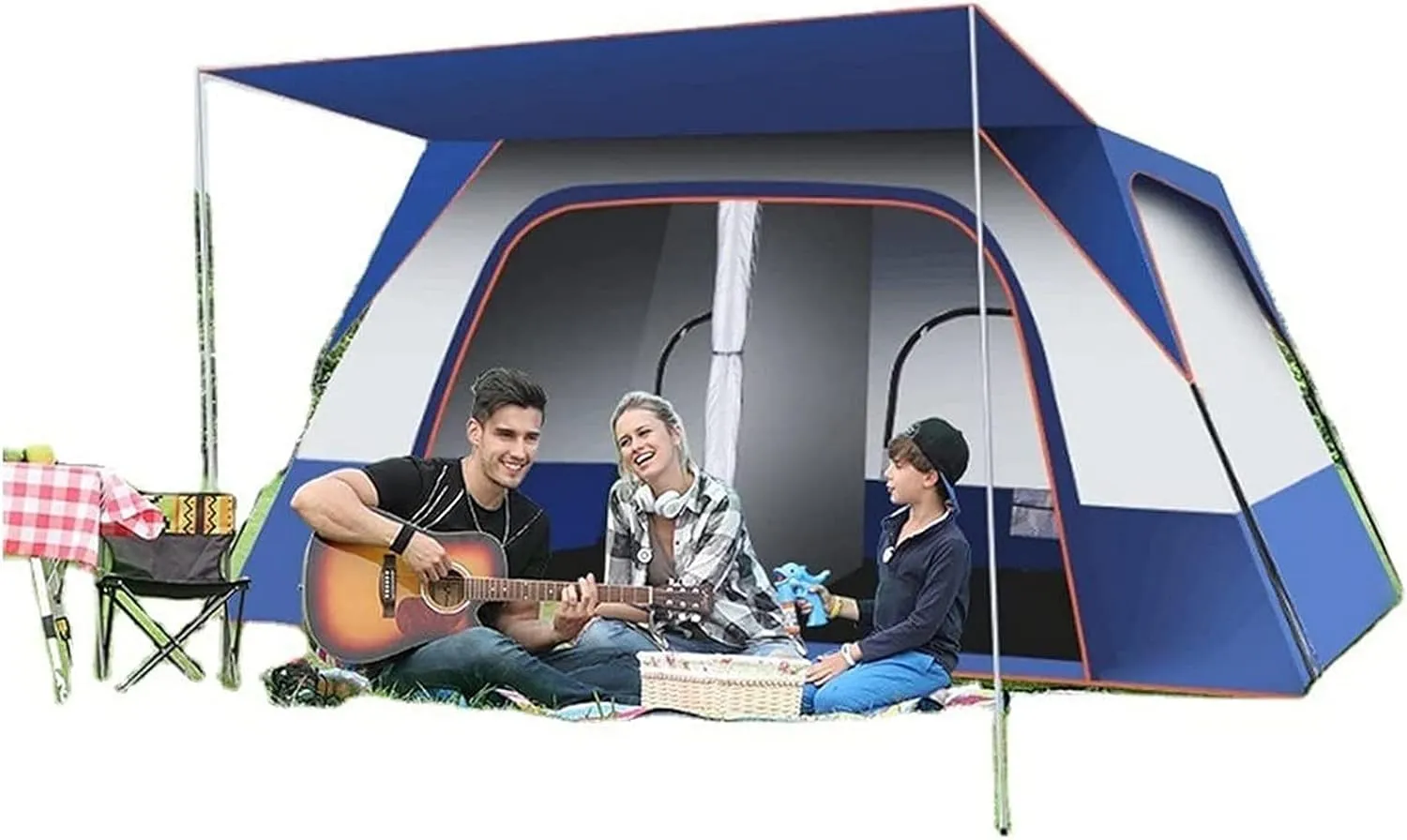Tent for 4 to 8 Person, 2 Bedroom Family Tent, Camping Tents & Shelters, Instant Tent Double Layer Waterproof, 4 Season Tents Big Family Shelter for Backpacking Beach Picnic Outdoor
