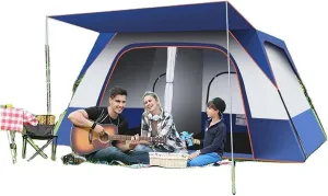 Tent for 4 to 8 Person, 2 Bedroom Family Tent, Camping Tents & Shelters, Instant Tent Double Layer Waterproof, 4 Season Tents Big Family Shelter for Backpacking Beach Picnic Outdoor