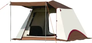 Tents 4-Person Camping Tent with Porch, Cabin Tent with Instant Setup | Big Family Cabin Tent with 2 Doors, Divided Curtain for Camping, Outdoor, Traveling, (Color : Brown, Size : 210 * 210 * 150cm)