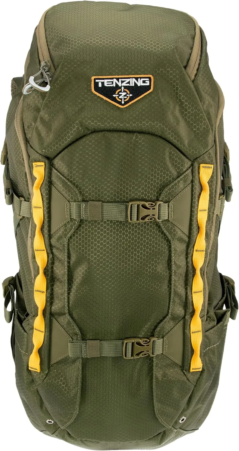 TENZING 2300 Whitetail Day Pack Rugged Camo Hunting Backpack with 4 Compartments & 13 Organizational Pockets, Hydration Bladder, Olive Green, One Size