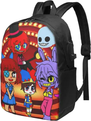 The Amazing Funny Digital Comedy Circus Laptop Backpack Large Travel Bags for Men Women Gym Bags Breathable Business Backpack Casual Daypack for Indoor Notebook Bag with Usb Charging Port