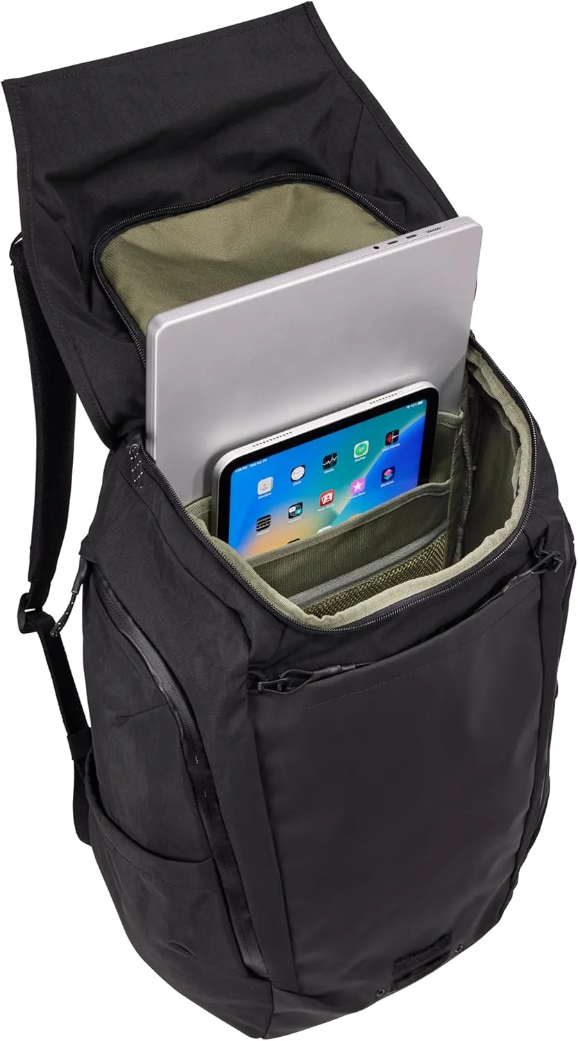 Thule Paramount Bike Commuter Backpack - 28L Capacity - Adjustable fit - 16" Padded Laptop Sleeve and 11" Tablet Pocket - Helmet Attachment - Accessible Side Phone Pocket - Taillight Loop
