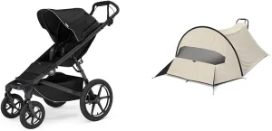 Thule Urban Glide 4-Wheel Single Child All-Terrain Stroller with Wind & Sun Tarp UPF50  Protection Bundle