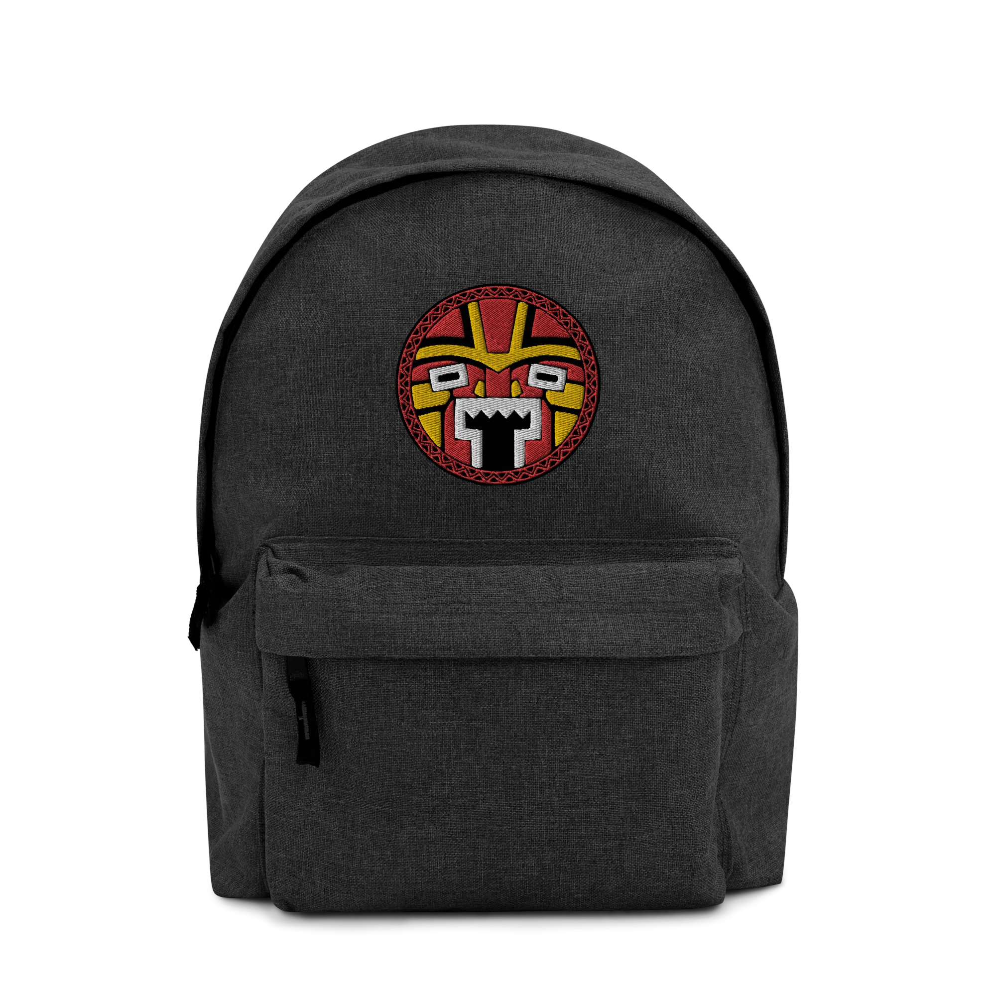 Tiki Face Three Embroidered Backpack