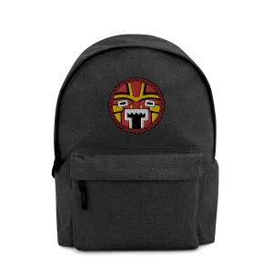 Tiki Face Three Embroidered Backpack