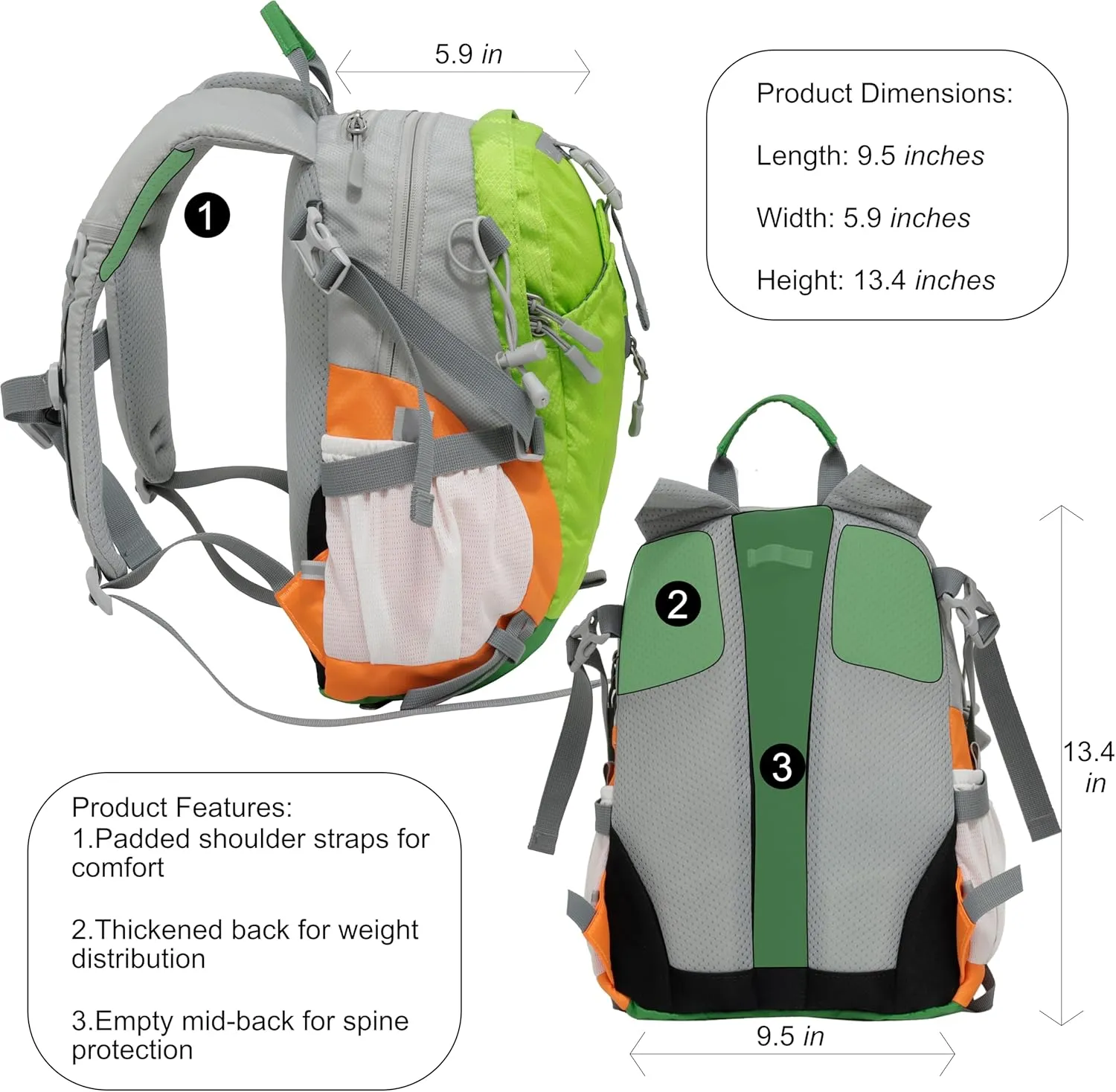 Toddler Hiking Kids Outdoor Waterproof Camping Travel Backpack with Chest Strap, Rain Shield & Picnic Mat(Dinosaur)