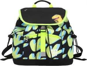 Toddler Kids Backpack for Boys, Dinosaur Drawstring Preschool Backpack Outdoor Travel Daycare Bag, Dry-Wet Separated, Fit A4 Folder, Black green