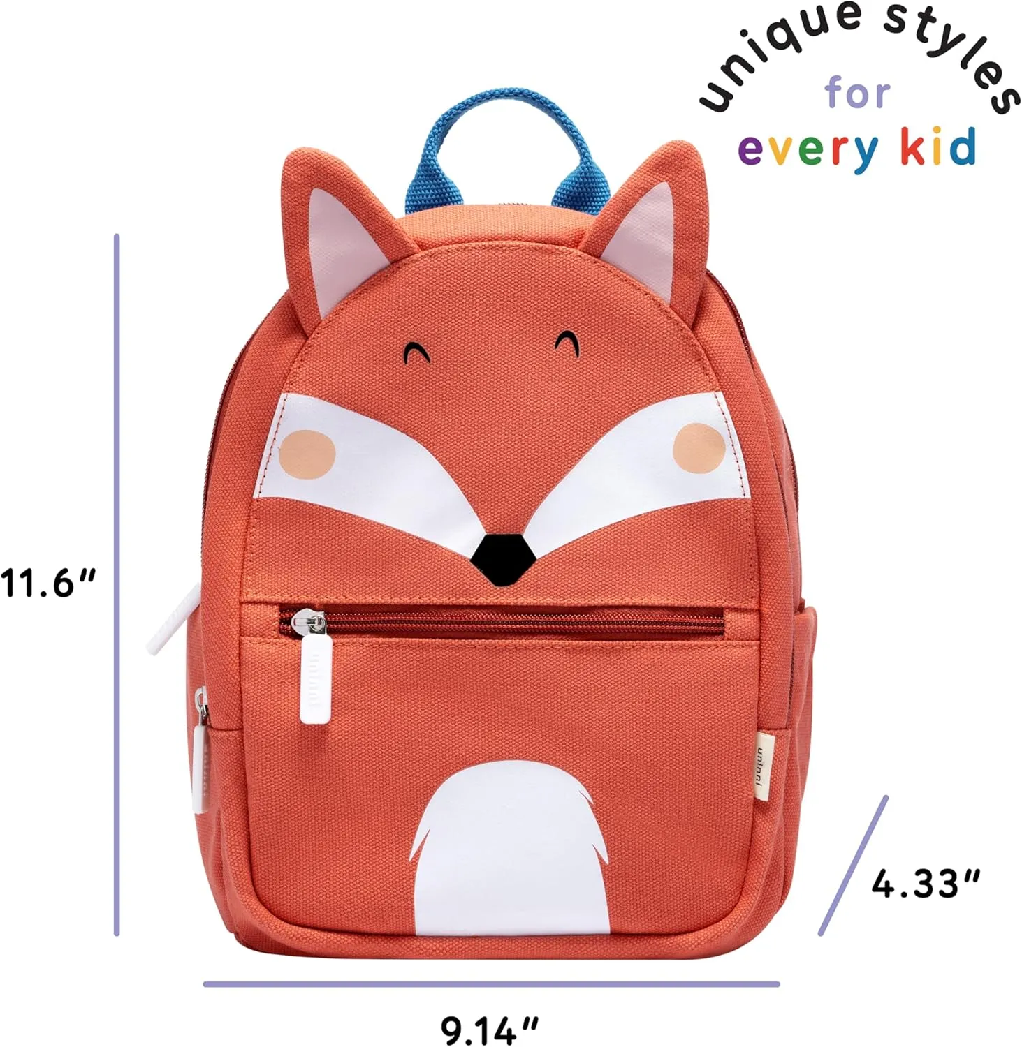 Toddler Mini Backpack for Girls and Boys, Child Backpack for School and Travel, Kindergarten, Elementary, Kids Ages 2–5, Padded Back, Adjustable Straps - Fox