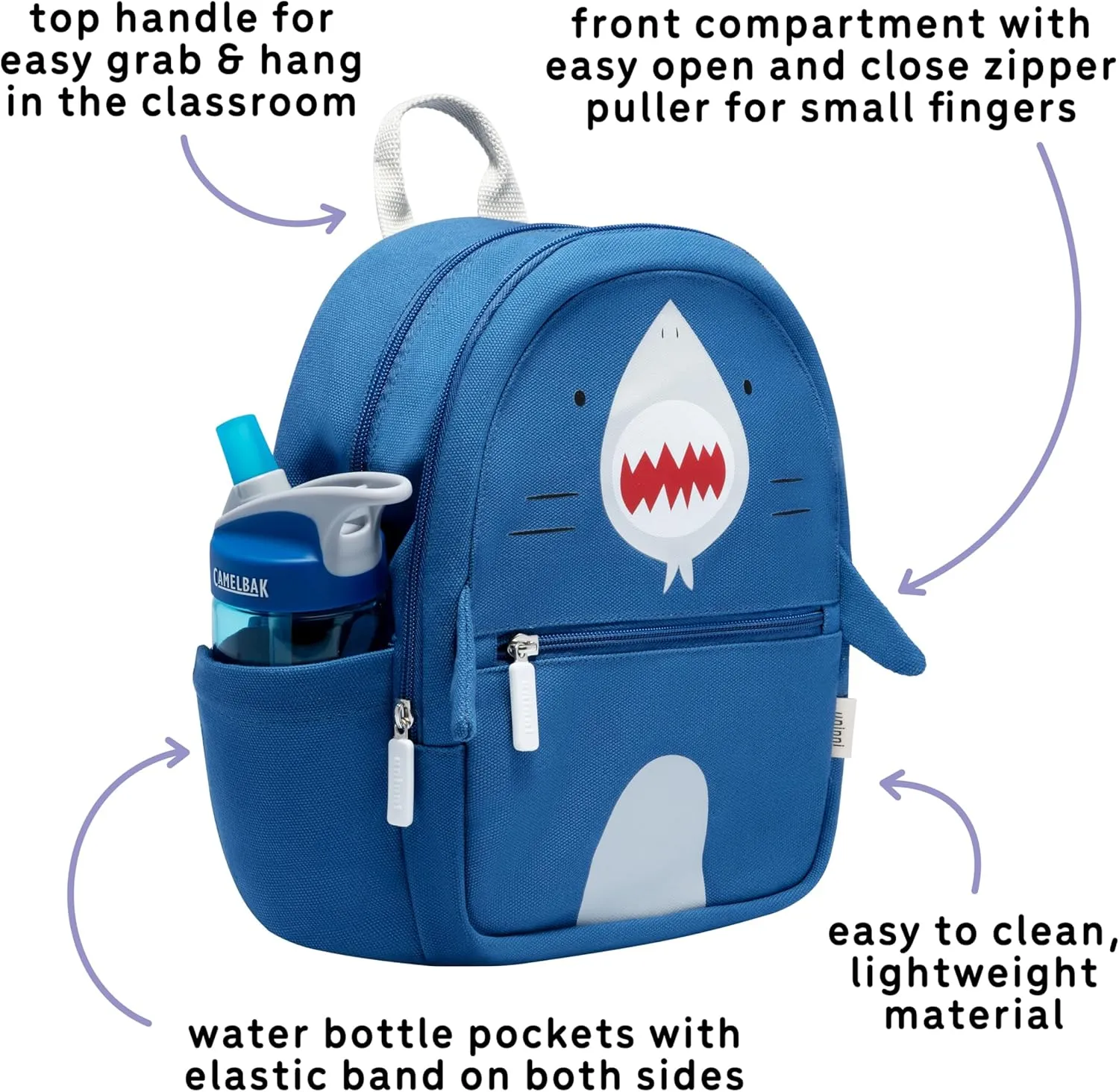Toddler Mini Backpack for Girls and Boys, Child Backpack for School and Travel, Kindergarten, Elementary, Kids Ages 2–5, Padded Back, Adjustable Straps - Shark