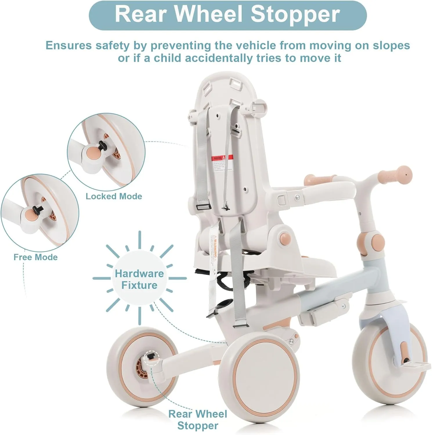 Toddler Tricycle, 7 in 1 Folding Kids Trike for 1-6 Years Old Boys and Girls Gift, Balance Bike with Removable Pedal, Canopy, and Guardrail, Adjustable Push Handle and Seat Height (Blue)