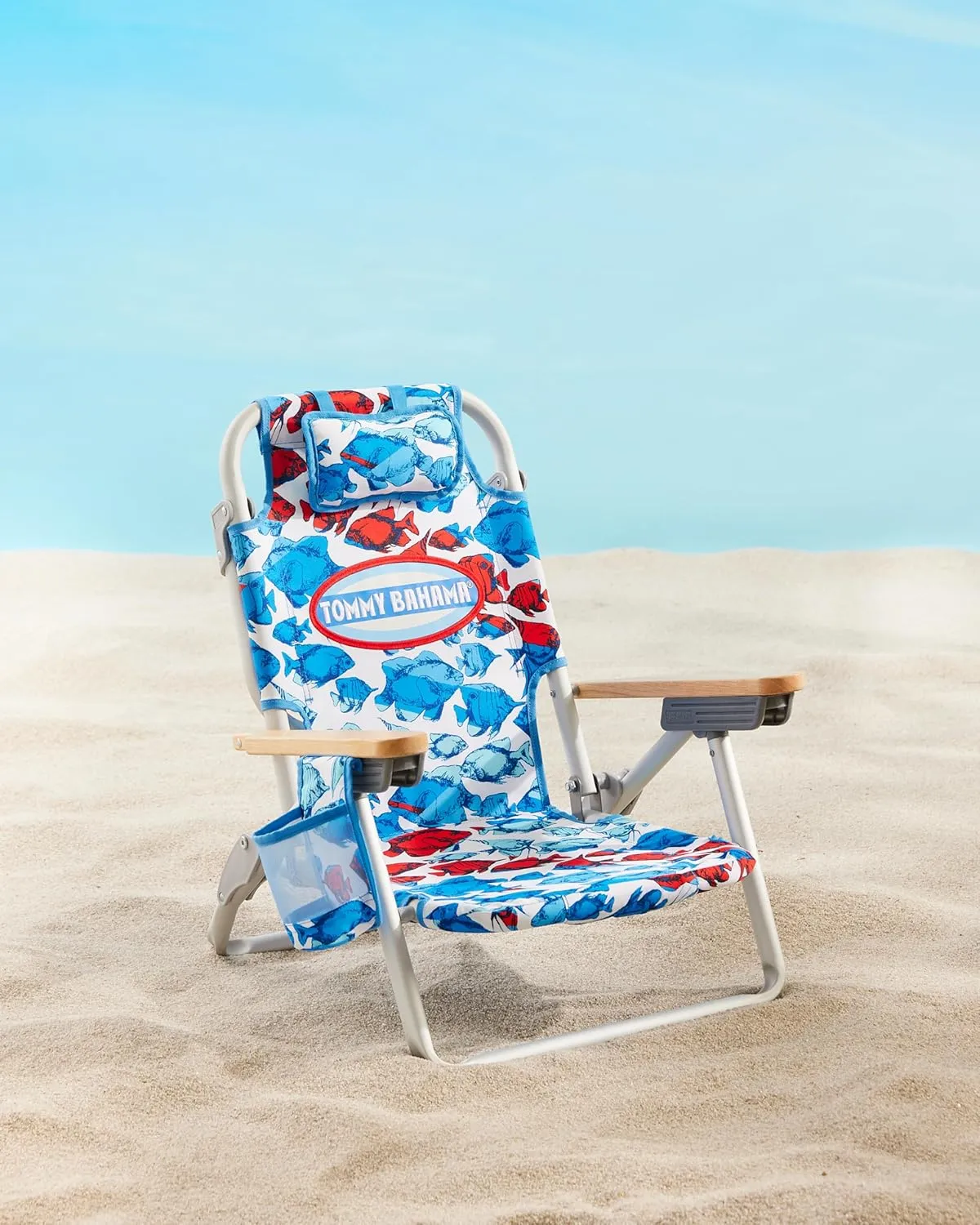 Tommy Bahama Kid's 5-Position Lay Flat Backpack Folding Beach Chair, School of Fish