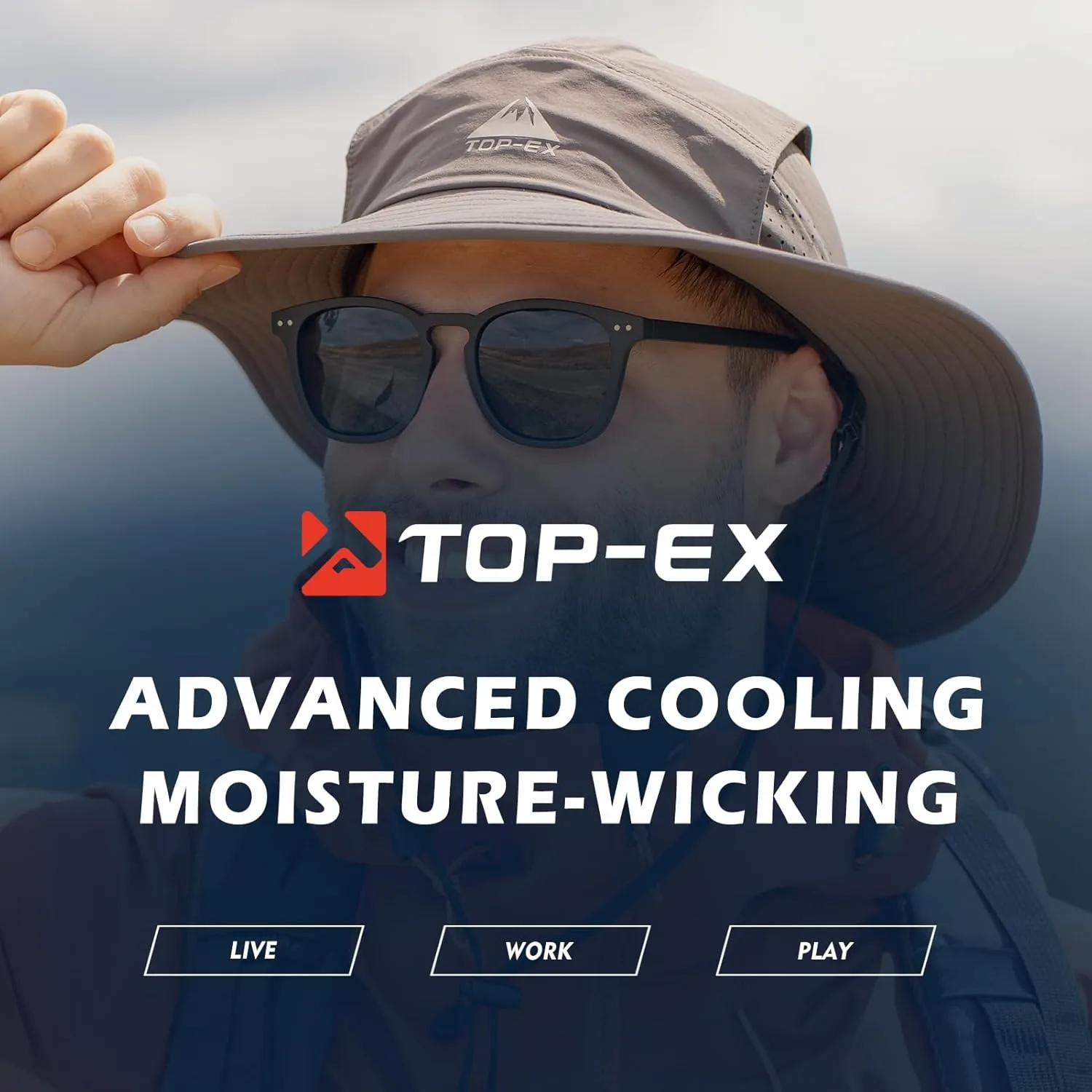 TOP-EX Breathable Oversized XL XXL Waterproof UPF50  UV Protection Packable Fishing Sun Hats for Men Chin Strap