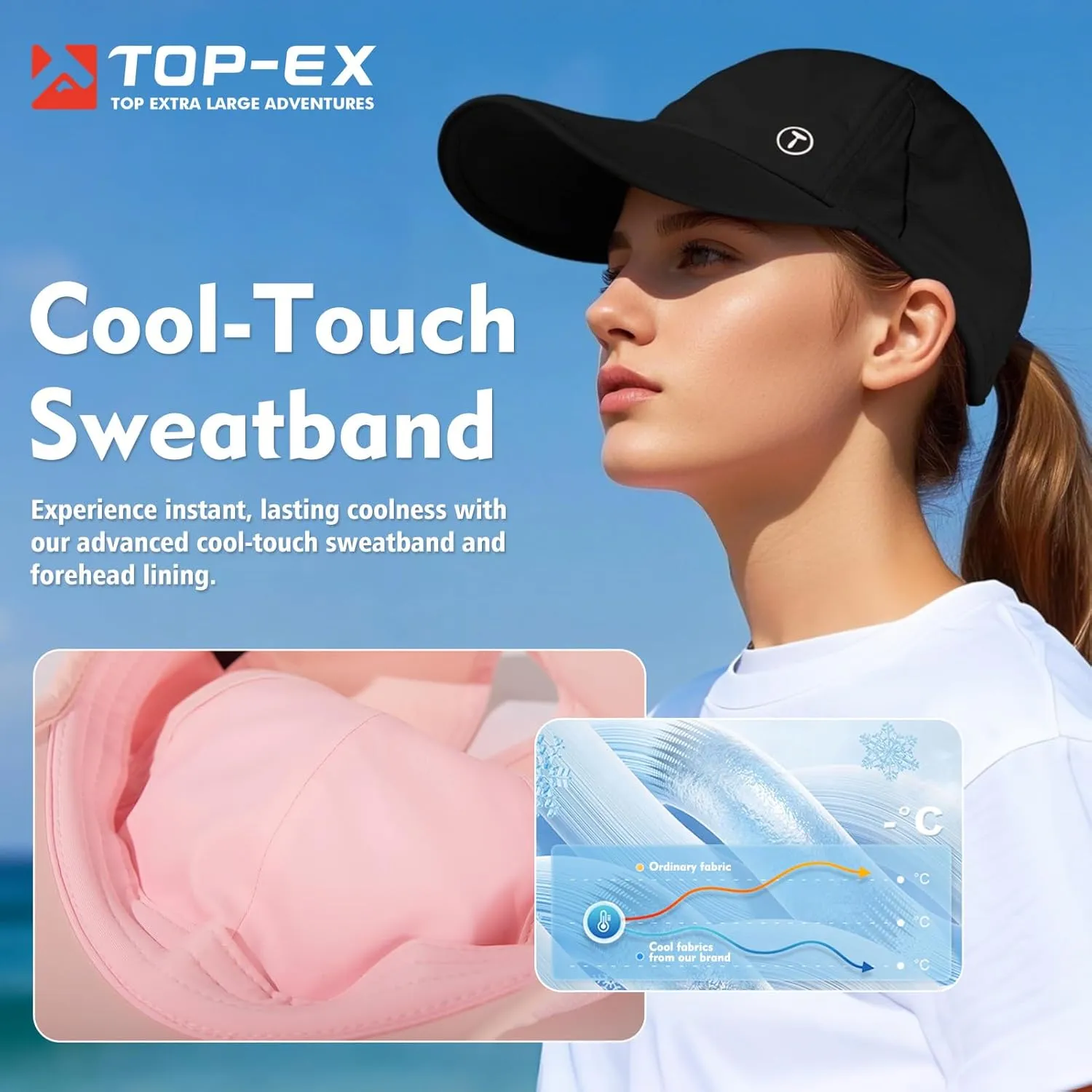 TOP-EX Cooling UV 50 High Ponytail Baseball Cap for Women - Most Women Start with S/M - Breathable for Running Golf Sports