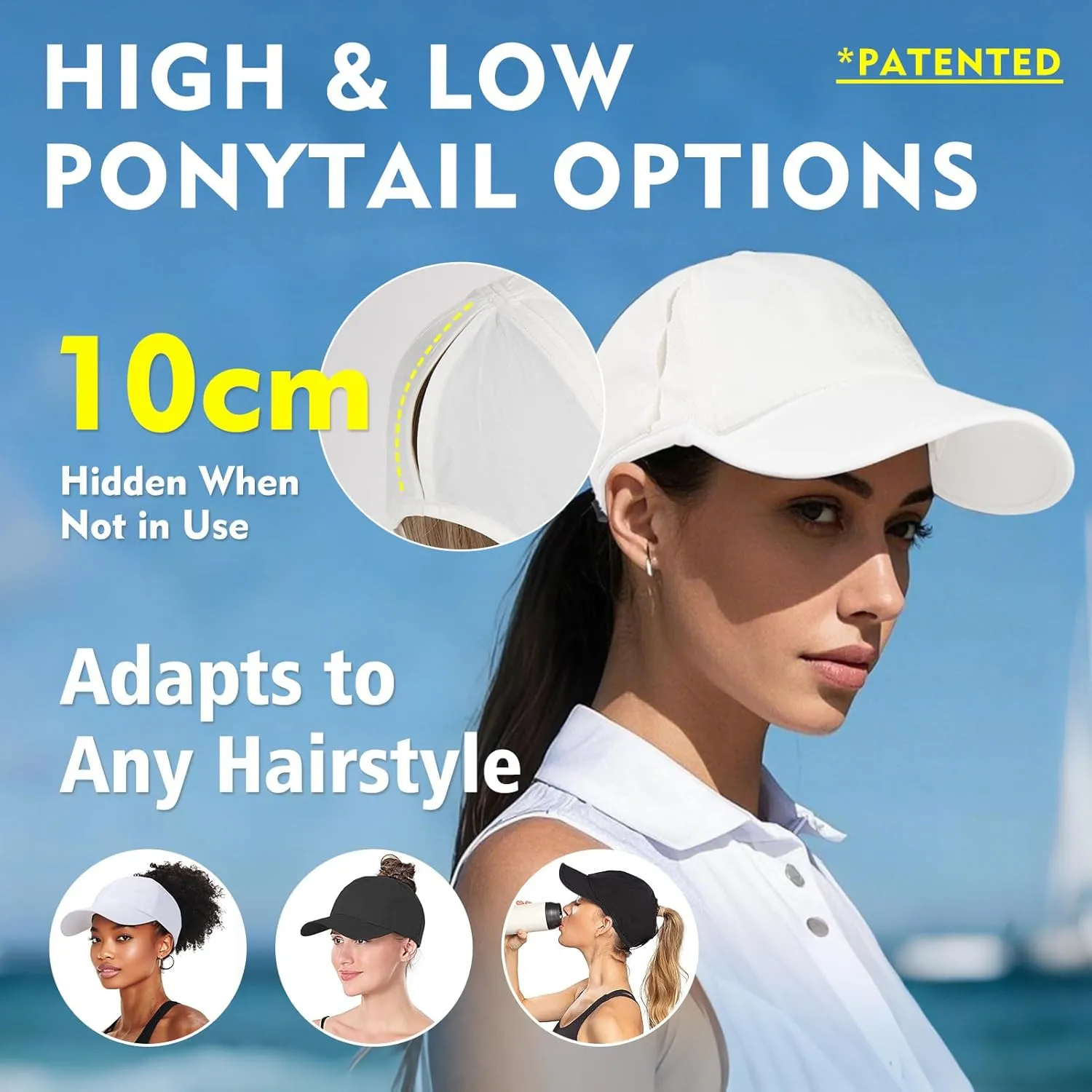 TOP-EX Cooling UV 50 High Ponytail Baseball Cap for Women - Most Women Start with S/M - Breathable for Running Golf Sports