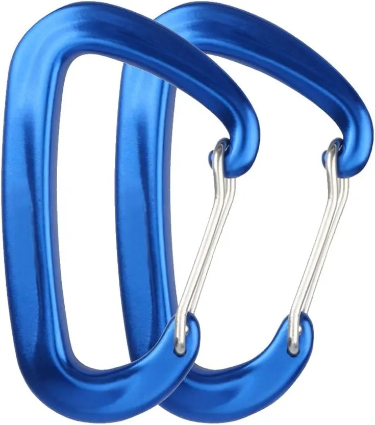 TOPIND Aviation Aluminum Wire Gate Carabiner Clips Lightweight D-Ring Non Locking Carabiner Clips 12kn,Rating for Keychain Hammock Camping and More,2pcs Pack