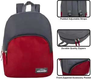 Trail maker 24 Pack Bulk Backpacks with School Supplies for Kids, 15 Inch Bulk Backpacks with 12 Piece Wholesale School Supply Kits (Mixed Set)