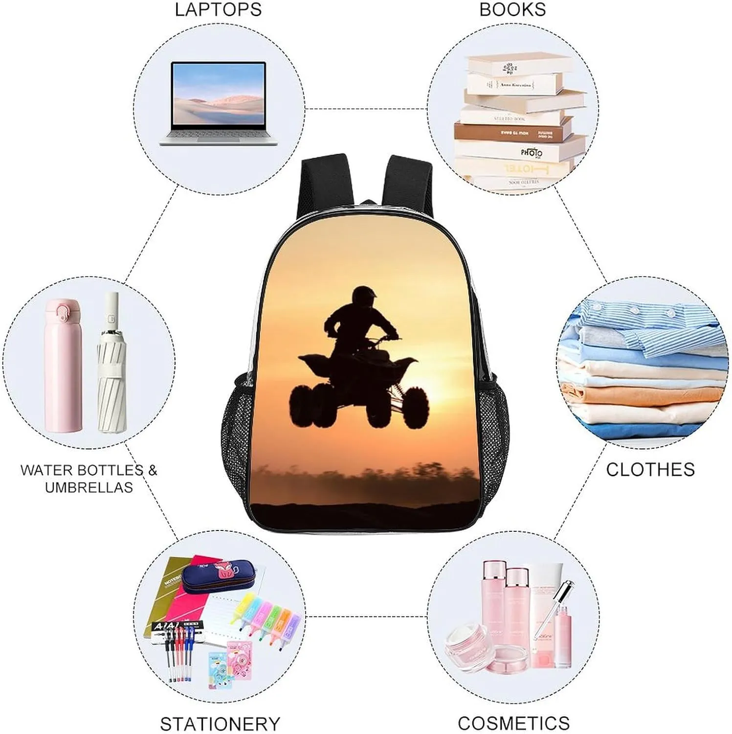 Transparent Daypack Backpack for Climbing Outdoors Running - Big Capacity Multipurpose Anti-Theft Bookbag, Atv Or Quad Dirt Bike Travel Hiking & Camping Rucksack