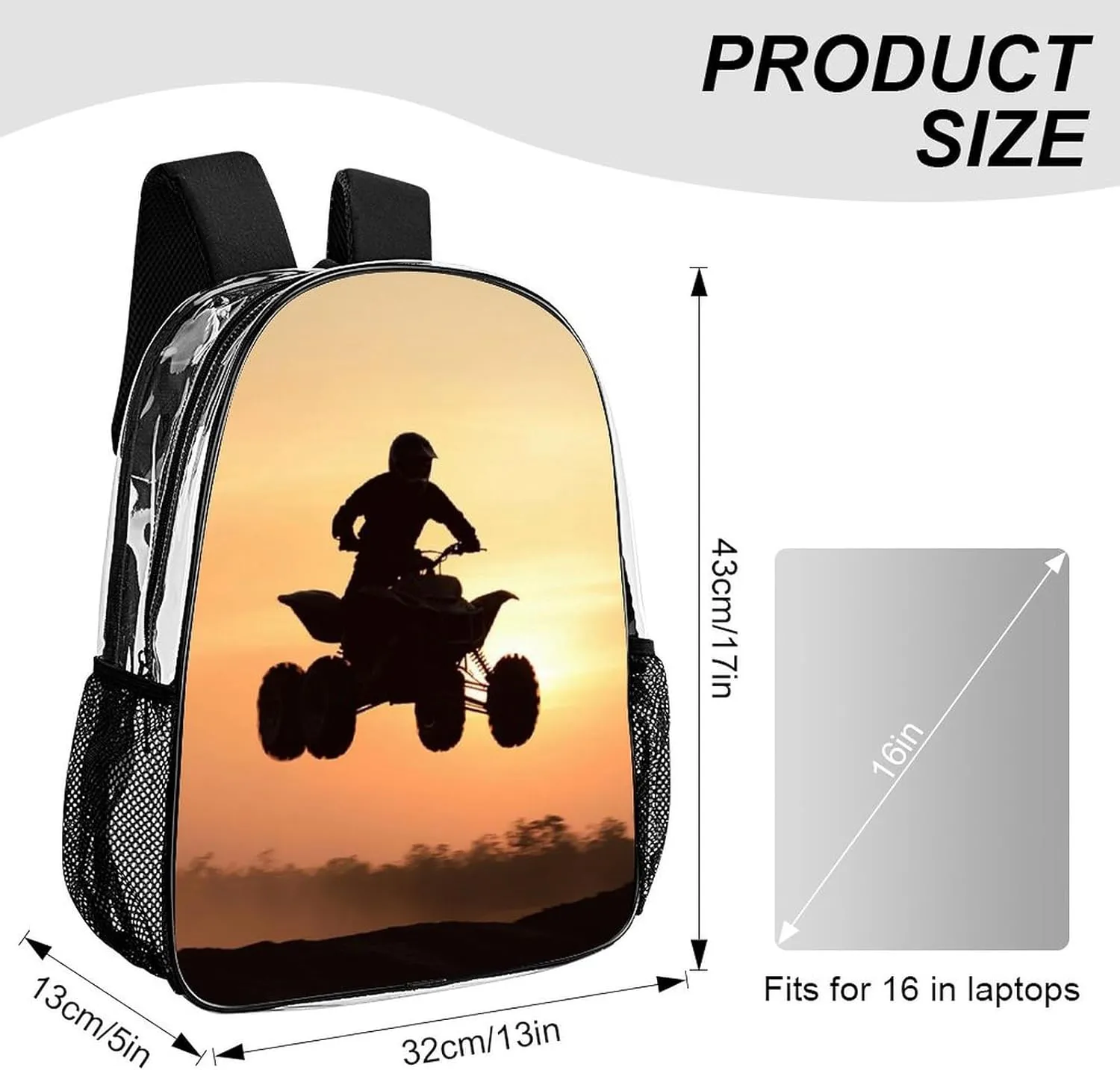 Transparent Daypack Backpack for Climbing Outdoors Running - Big Capacity Multipurpose Anti-Theft Bookbag, Atv Or Quad Dirt Bike Travel Hiking & Camping Rucksack