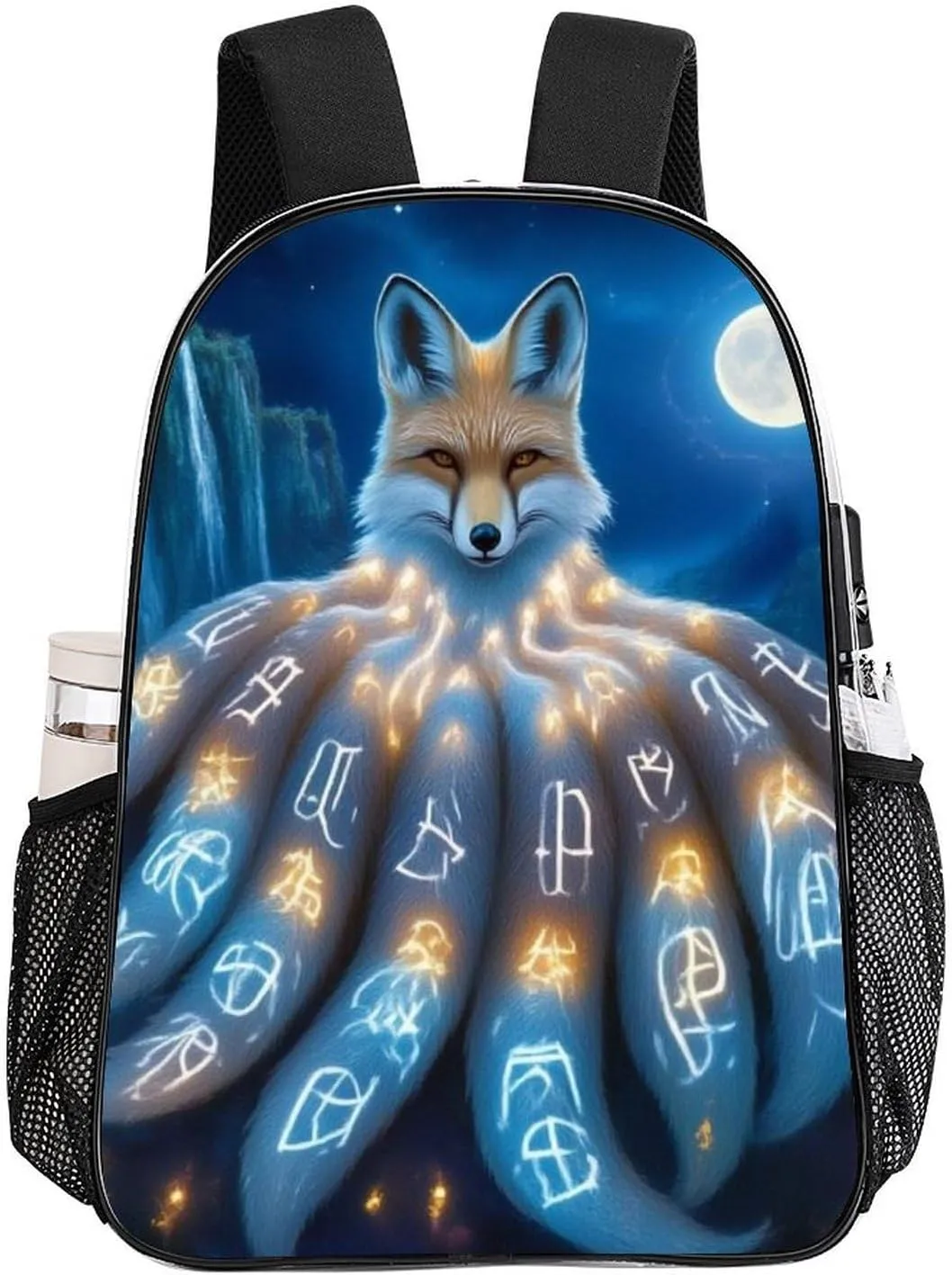 Transparent Daypack Backpack for Trekking Picnic Walking Cycling - Large Capacity Anti-Theft Multipurpose Shoulder Bag, Magical Nine Tailed Fox Art Casual Daypack