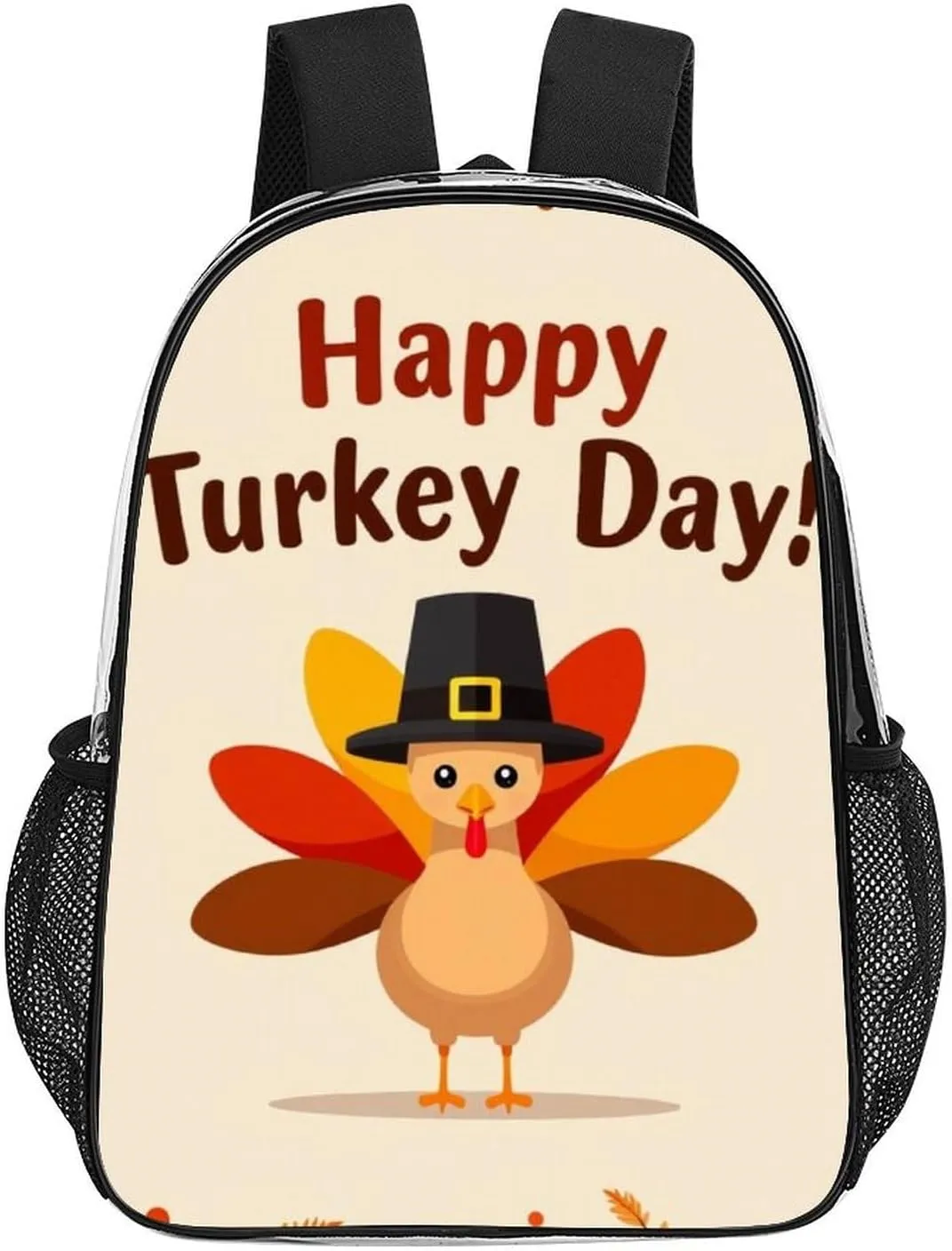 Transparent Daypack for Camping Travel Walking Cycling - Big Capacity Anti-Theft Multipurpose Bookbag, Cute Thanksgiving Turkey Camping Outdoor Backpack