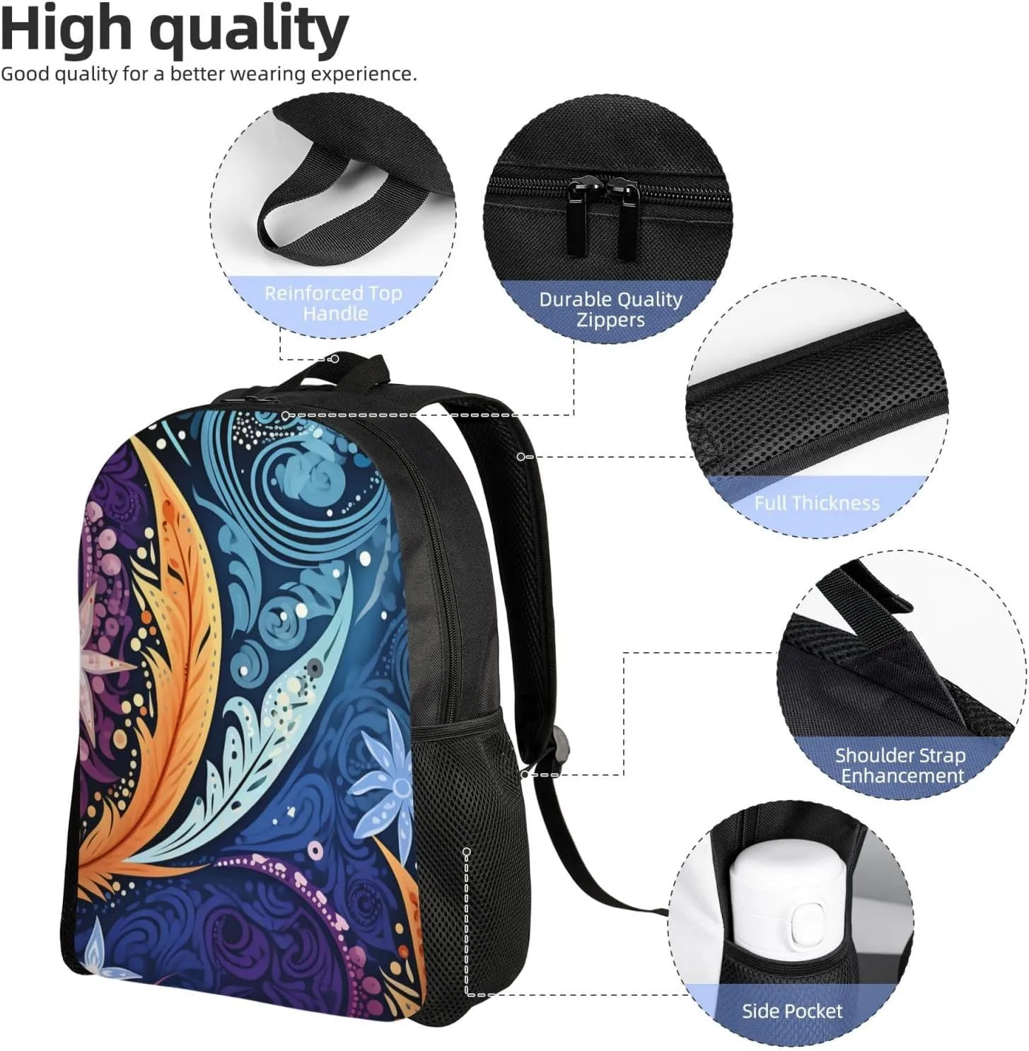 Travel Backpack for Women Men Carry On Backpack Waterproof 15.6inch Laptop Backpack Aboriginal patterns