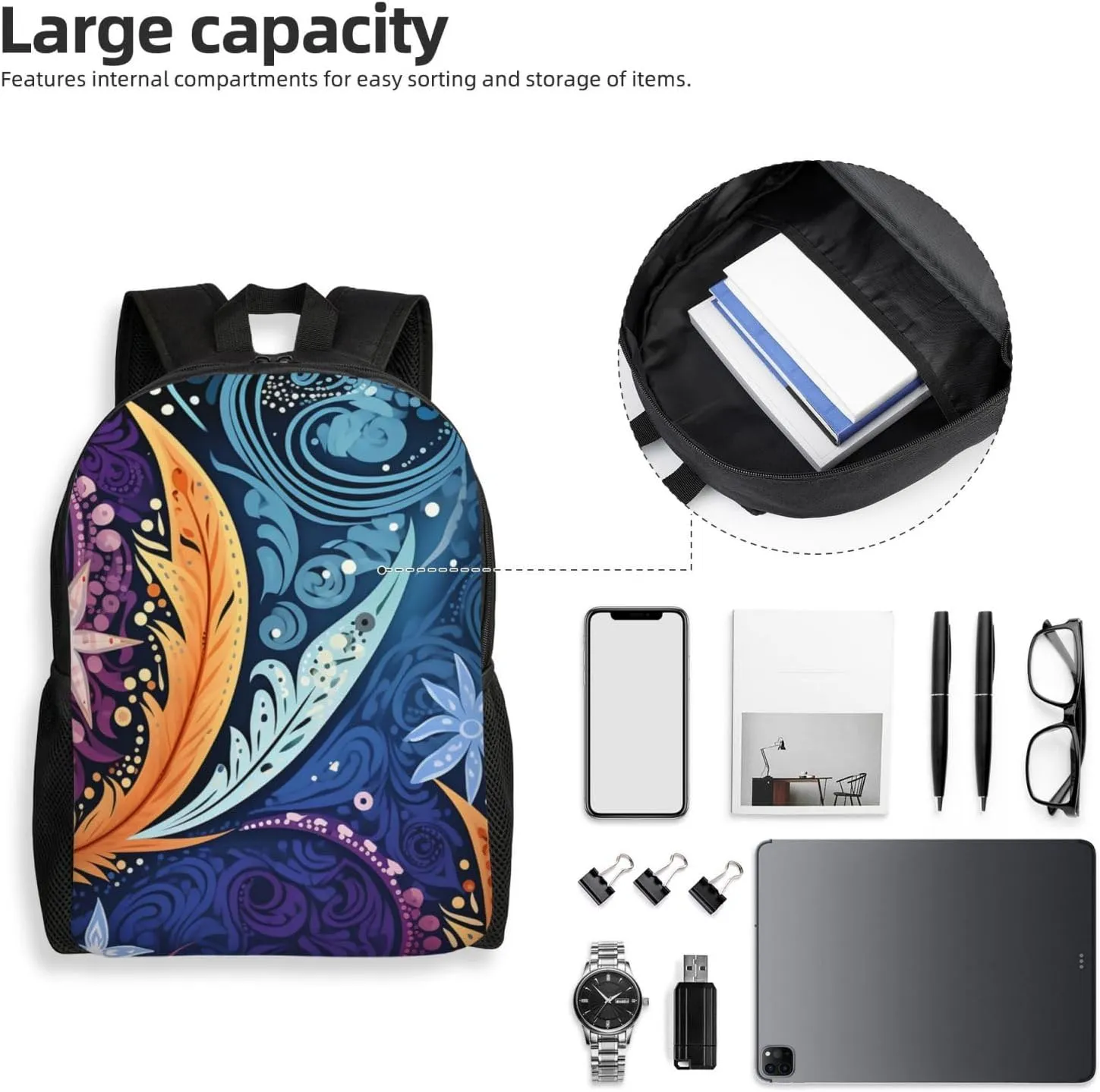 Travel Backpack for Women Men Carry On Backpack Waterproof 15.6inch Laptop Backpack Aboriginal patterns